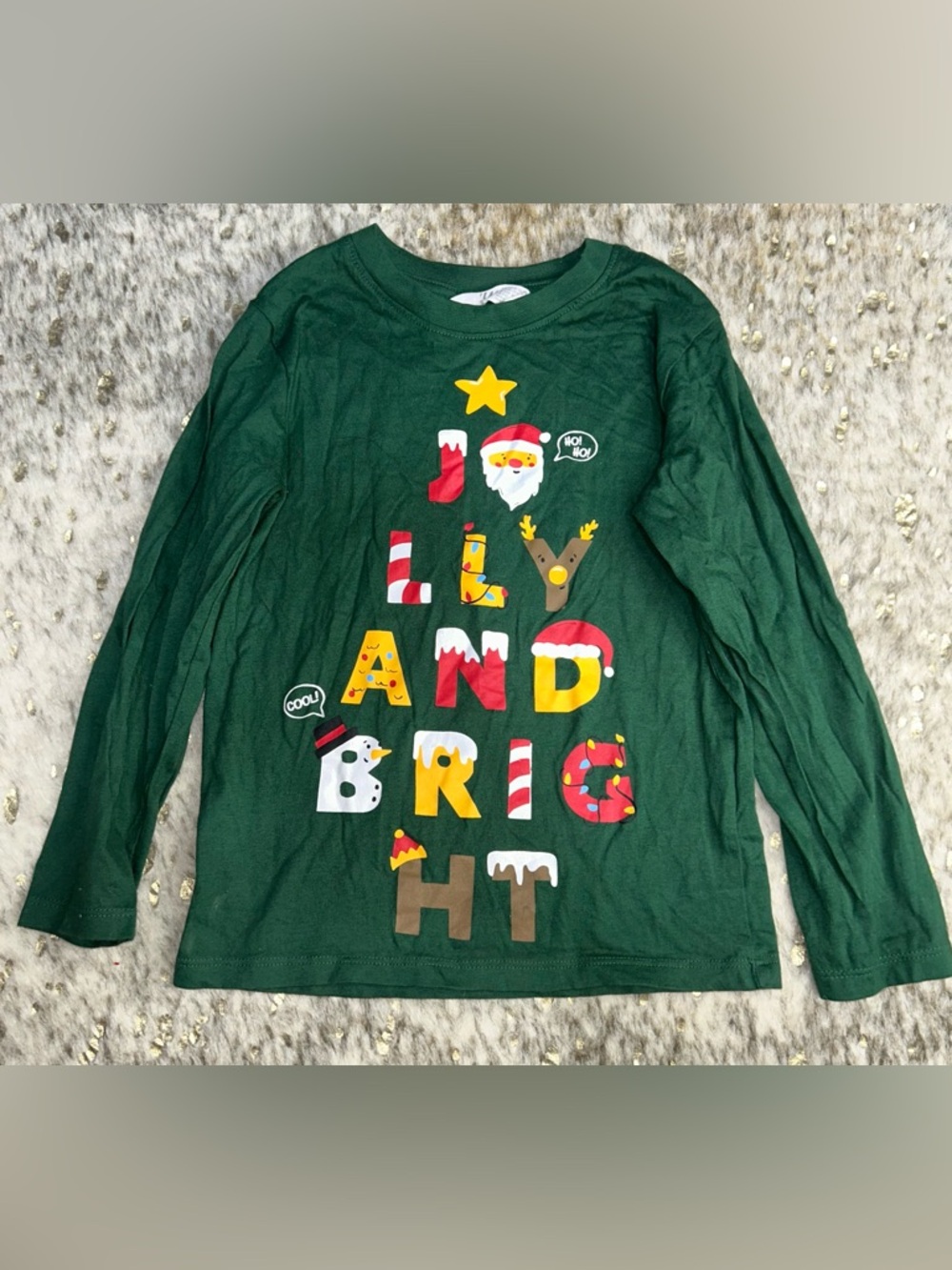 5 for $25🔥H&M "Jolly And Bright" Green Long Sleeve T-Shirt Kids 5T/6